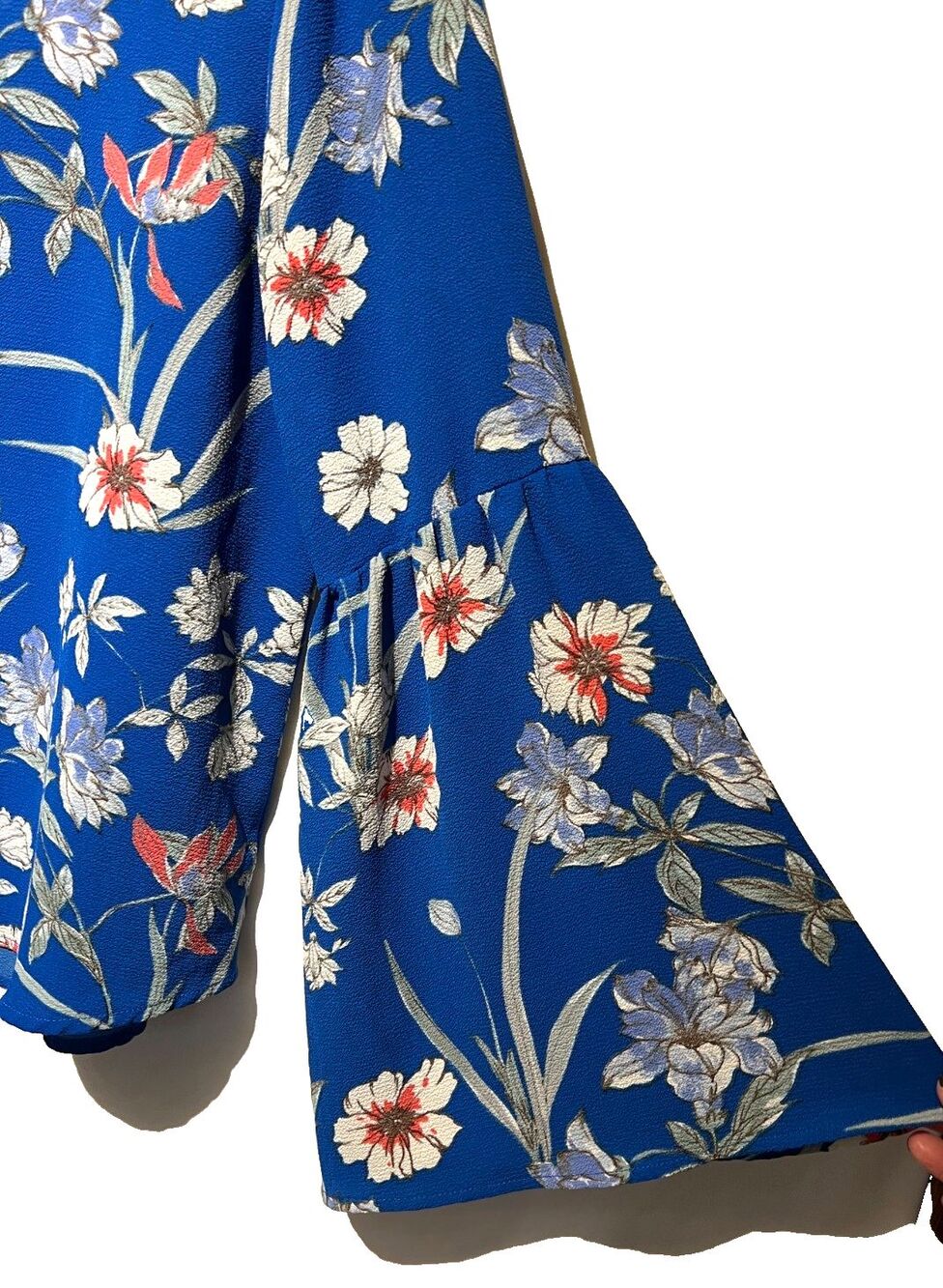 Liberty Love Blue floral print blouse flutter sleeves boho summer spring Size XL - Picture 3 of 7